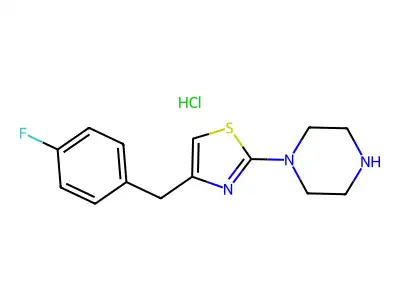 Piperazine, 1-(4-((4-fluorophenyl)methyl)-2-thiazolyl)-, monohydrochloride structure