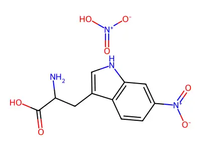 (2S)-2-amino-3-(6-nitro-1H-indol-3-yl)propanoic acid;nitric acid structure