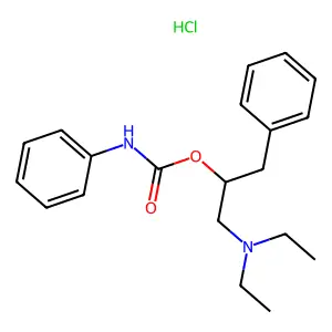Phenethyl alcohol, alpha-(diethylaminomethyl)-, carbanilate, hydrochloride structure