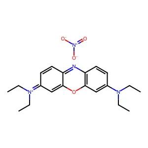 Phenoxazin-5-ium, 3,7-bis(diethylamino)-, nitrate (1:1) structure