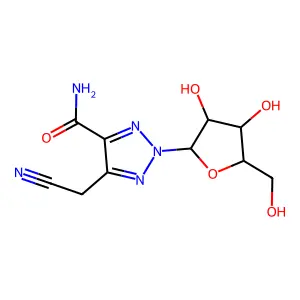 5-(cyanomethyl)-2-[3,4-dihydroxy-5-(hydroxymethyl)oxolan-2-yl]triazole-4-carboxamide structure