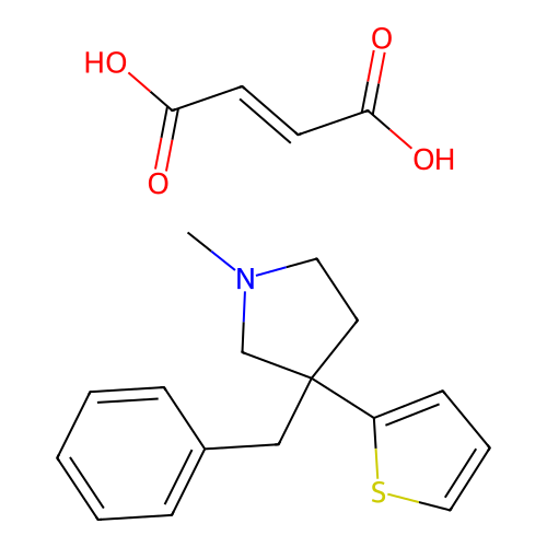 Pyrrolidine, 1-methyl-3-(phenylmethyl)-3-(2-thienyl)-, (E)-2-butenedioate structure