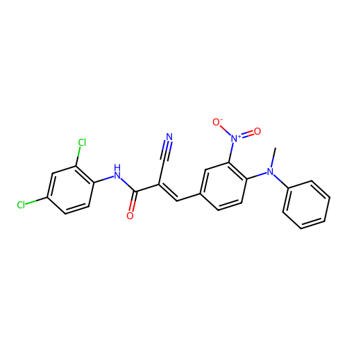 (E)-2-cyano-N-(2,4-dichlorophenyl)-3-[4-(N-methylanilino)-3-nitrophenyl]prop-2-enamide structure