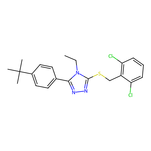 3-(4-(tert-butyl)phenyl)-5-((2,6-dichlorobenzyl)thio)-4-ethyl-4H-1,2,4-triazole structure