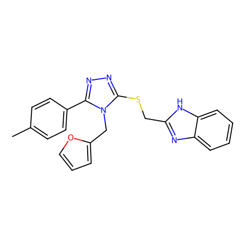 2-(4-Furan-2-ylmethyl-5-p-tolyl-4H-[1,2,4]triazol-3-ylsulfanylmethyl)-1H-benzoimidazole structure