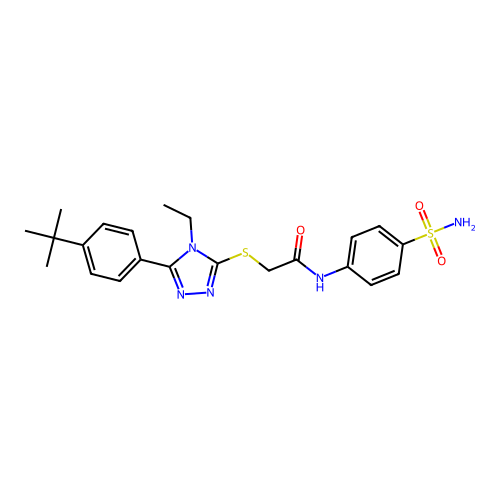 2-((5-(4-(tert-butyl)phenyl)-4-ethyl-4H-1,2,4-triazol-3-yl)thio)-N-(4-sulfamoylphenyl)acetamide structure