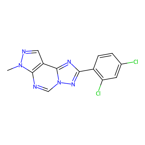 2-(2,4-dichlorophenyl)-7-methyl-7H-pyrazolo[4,3-e][1,2,4]triazolo[1,5-c]pyrimidine structure