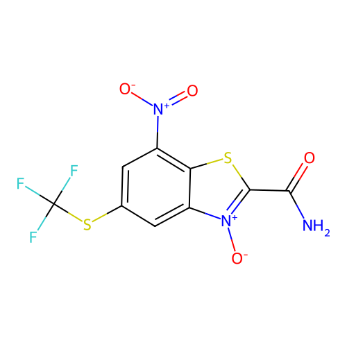 2-Benzothiazolecarboxamide, 7-nitro-5-[(trifluoromethyl)thio]-, 3-oxide structure