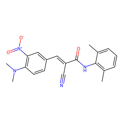 2-cyano-3-[4-(dimethylamino)-3-nitrophenyl]-N-(2,6-dimethylphenyl)prop-2-enamide structure