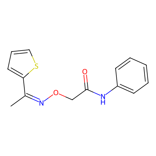 N-phenyl-2-({[1-(2-thienyl)ethylidene]amino}oxy)acetamide structure