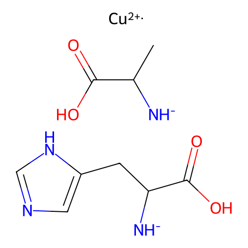 copper;1-carboxyethylazanide;[1-carboxy-2-(1H-imidazol-5-yl)ethyl]azanide structure