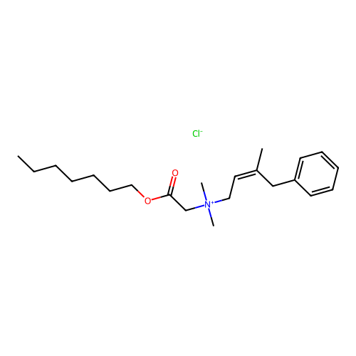 Ammonium, (3-benzyl-2-butenyl)(carboxymethyl)dimethyl-, chloride, heptyl ester structure