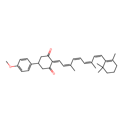 2-Retinylidene-5-p-methoxyphenyl-1,3-cyclohexanedione, trans- structure