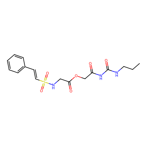 2-Oxo-2-[(propylcarbamoyl)amino]ethyl 2-(2-phenylethenesulfonamido)acetate structure