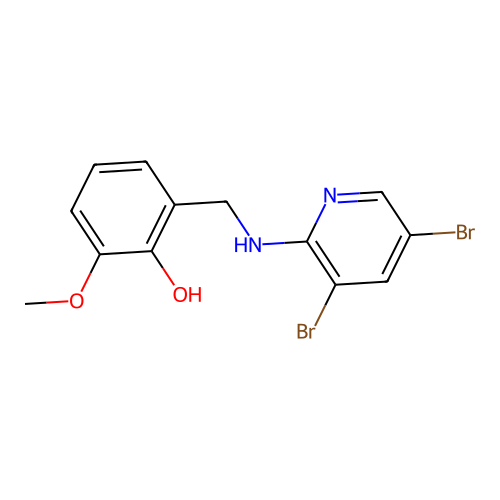 2-{[(3,5-Dibromopyridin-2-yl)amino]methyl}-6-methoxyphenol structure