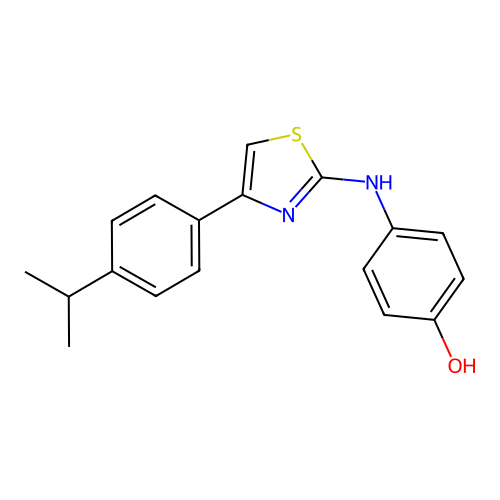 4-({4-[4-(Propan-2-yl)phenyl]-1,3-thiazol-2-yl}amino)phenol structure