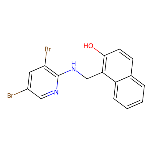 1-(((3,5-Dibromopyridin-2-yl)amino)methyl)naphthalen-2-ol structure