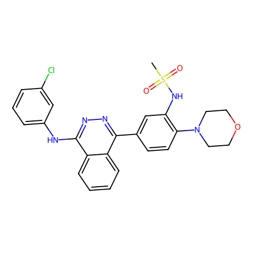 N-[5-{4-[(3-chlorophenyl)amino]phthalazin-1-yl}-2-(morpholin-4-yl)phenyl]methanesulfonamide structure