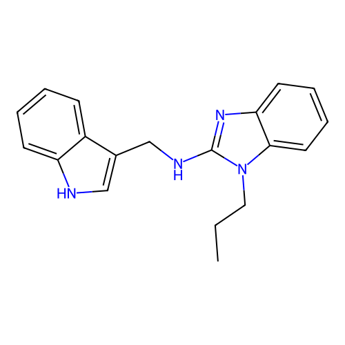 N-(1H-indol-3-ylmethyl)-1-propylbenzimidazol-2-amine structure