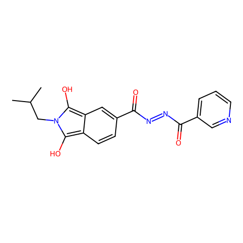 2-isobutyl-N'-nicotinoyl-1,3-dioxoisoindoline-5-carbohydrazide structure