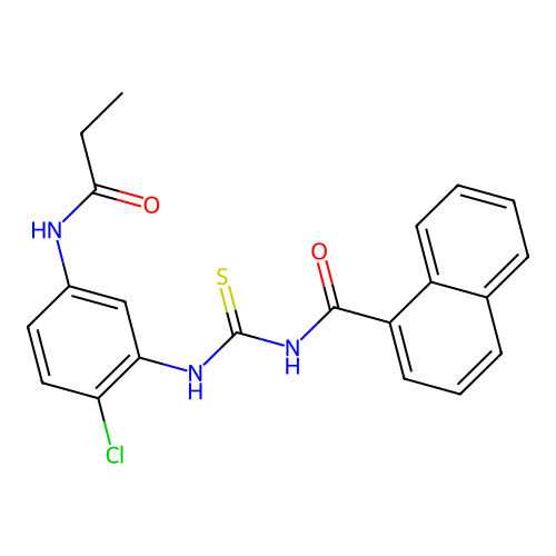 N-{[2-chloro-5-(propanoylamino)phenyl]carbamothioyl}naphthalene-1-carboxamide structure
