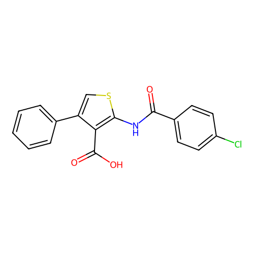 2-{[(4-Chlorophenyl)carbonyl]amino}-4-phenylthiophene-3-carboxylic acid structure