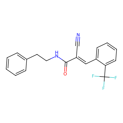 2-cyano-N-(2-phenylethyl)-3-[2-(trifluoromethyl)phenyl]prop-2-enamide structure