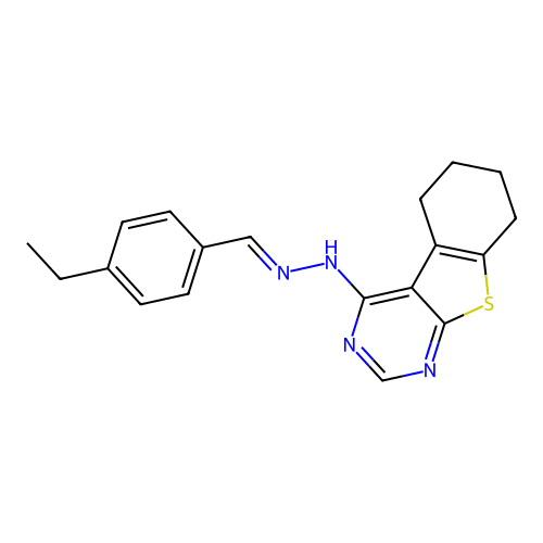 4-[(2E)-2-(4-ethylbenzylidene)hydrazinyl]-5,6,7,8-tetrahydro[1]benzothieno[2,3-d]pyrimidine structure
