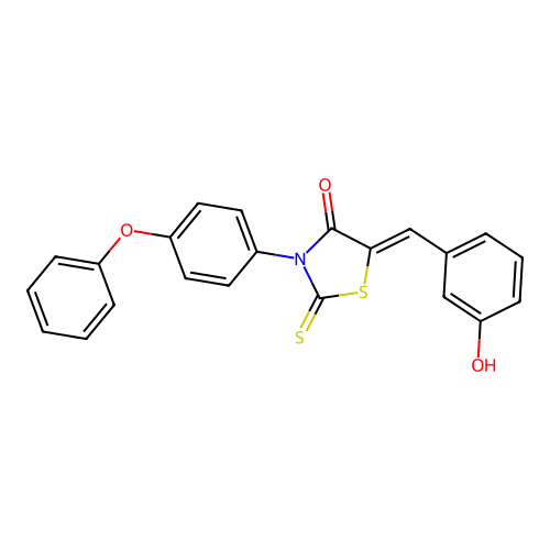 (5Z)-5-(3-hydroxybenzylidene)-3-(4-phenoxyphenyl)-2-thioxo-1,3-thiazolidin-4-one structure