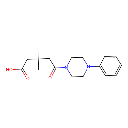 3,3-Dimethyl-5-oxo-5-(4-phenylpiperazin-1-yl)pentanoic acid structure