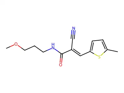 2-cyano-N-(3-methoxypropyl)-3-(5-methylthiophen-2-yl)prop-2-enamide structure
