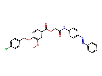 Benzoic acid, 4-[(4-chlorophenyl)methoxy]-3-methoxy-, 2-oxo-2-[[4-(2-phenyldiazenyl)phenyl]amino]ethyl ester structure