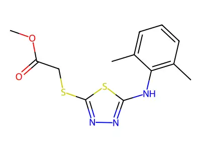 Methyl 2-({5-[(2,6-dimethylphenyl)amino]-1,3,4-thiadiazol-2-yl}sulfanyl)acetate structure