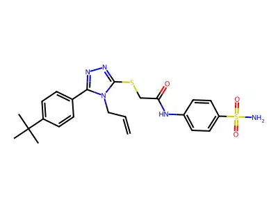 2-((4-allyl-5-(4-(tert-butyl)phenyl)-4H-1,2,4-triazol-3-yl)thio)-N-(4-sulfamoylphenyl)acetamide structure