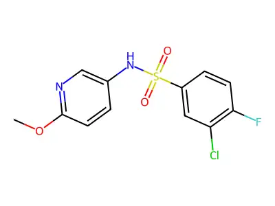3-chloro-4-fluoro-N-(6-methoxypyridin-3-yl)benzene-1-sulfonamide structure