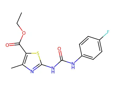 Ethyl 2-[(4-fluorophenyl)carbamoylamino]-4-methyl-1,3-thiazole-5-carboxylate structure