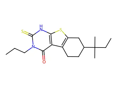 11-(2-Methylbutan-2-yl)-4-propyl-5-sulfanyl-8-thia-4,6-diazatricyclo[7.4.0.0,2,7]trideca-1(9),2(7),5-trien-3-one structure