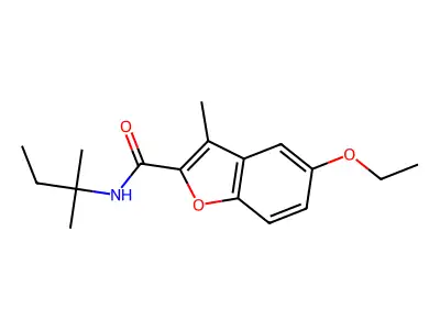 5-ethoxy-3-methyl-N-(2-methylbutan-2-yl)-1-benzofuran-2-carboxamide structure