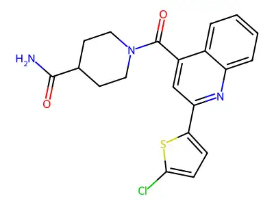 1-[2-(5-Chlorothiophen-2-yl)quinoline-4-carbonyl]piperidine-4-carboxamide structure