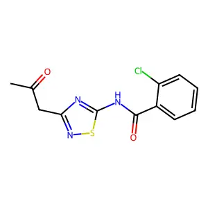 2-chloro-N-[3-(2-oxopropyl)-1,2,4-thiadiazol-5-yl]benzamide structure
