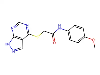 N-(4-methoxyphenyl)-2-(1H-pyrazolo[3,4-d]pyrimidin-4-ylsulfanyl)acetamide structure