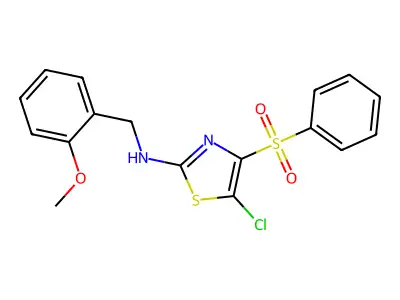 4-(benzenesulfonyl)-5-chloro-N-[(2-methoxyphenyl)methyl]-1,3-thiazol-2-amine structure