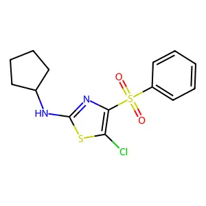 4-(benzenesulfonyl)-5-chloro-N-cyclopentyl-1,3-thiazol-2-amine structure