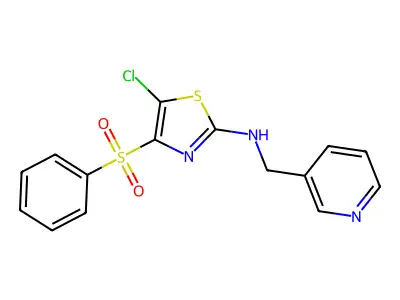 4-(benzenesulfonyl)-5-chloro-N-(pyridin-3-ylmethyl)-1,3-thiazol-2-amine structure