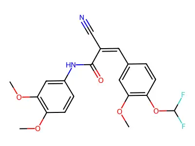 (Z)-2-Cyano-3-[4-(difluoromethoxy)-3-methoxyphenyl]-N-(3,4-dimethoxyphenyl)prop-2-enamide structure