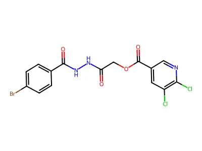 2-[(4-Bromophenyl)formohydrazido]-2-oxoethyl 5,6-dichloropyridine-3-carboxylate structure