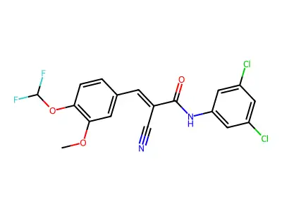 (E)-2-cyano-N-(3,5-dichlorophenyl)-3-[4-(difluoromethoxy)-3-methoxyphenyl]prop-2-enamide structure