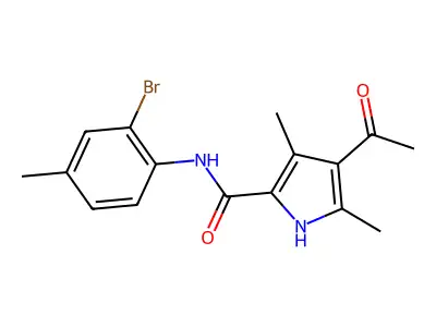4-acetyl-N-(2-bromo-4-methylphenyl)-3,5-dimethyl-1H-pyrrole-2-carboxamide structure