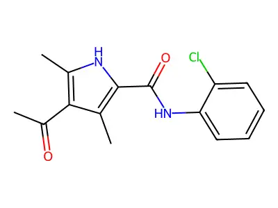 4-acetyl-N-(2-chlorophenyl)-3,5-dimethyl-1H-pyrrole-2-carboxamide structure