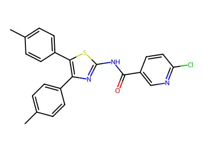 N-[4,5-bis(4-methylphenyl)-1,3-thiazol-2-yl]-6-chloropyridine-3-carboxamide structure